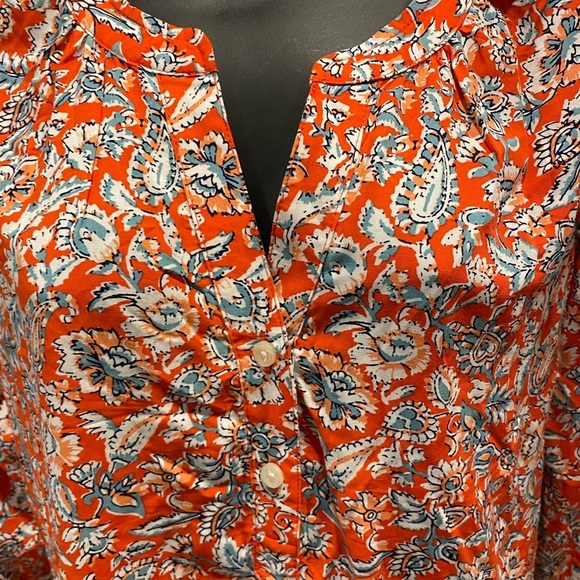 New NWT Old Navy Women Floral V Neck Long Sleeve Blouse Small Red blue - Picture 2 of 5